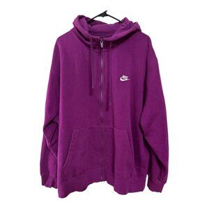 Nike Women’s XXL Purple Full Zip Hoodie Fleece Sweatshirt Embroidered Swoosh